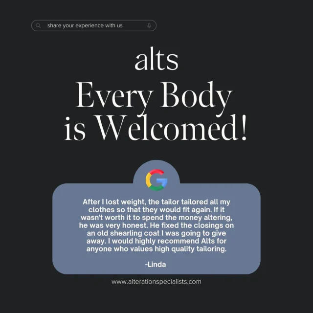 We know how important it is to have the perfect fits. Every body is welcomed at alts!